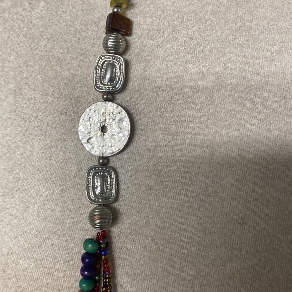 HANDMADE CHEROKEE NATION BEADED MUKTI STRING ASSORTED GEMSTONES W/SILVER CLASPS - Picture 4 of 7